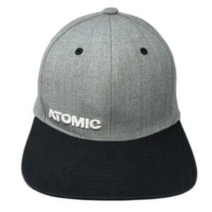 Atomic Snapback Hat Gray One Size Embroidered Colorblock Flat Brim